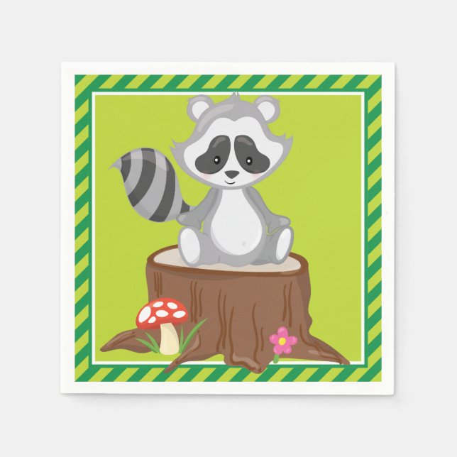 Woodland Animals | Raccoon Paper Napkins (Front)