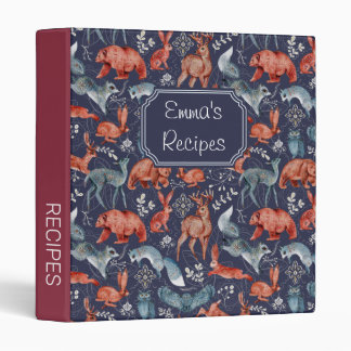 Woodland Animals Recipe Personalized 3 Ring Binder