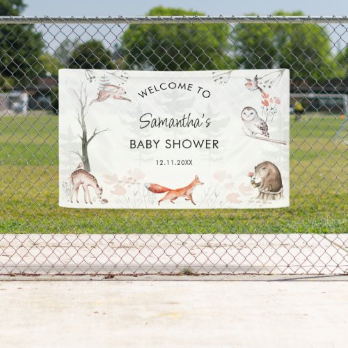 Woodland Animals Rustic Forest Baby Shower Banner