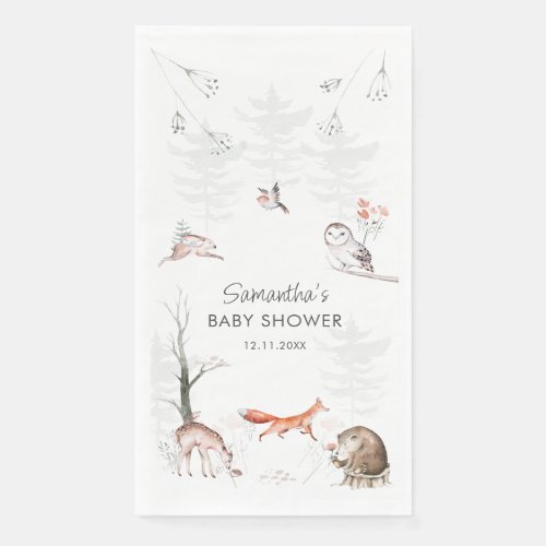 Woodland Animals Rustic Forest Baby Shower Paper Guest Towels