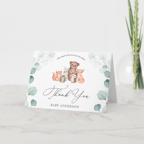 Woodland Animals Shower by Mail Thank You Card