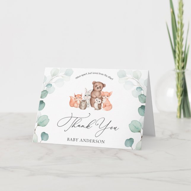 Woodland Animals Shower by Mail Thank You Card (Front)
