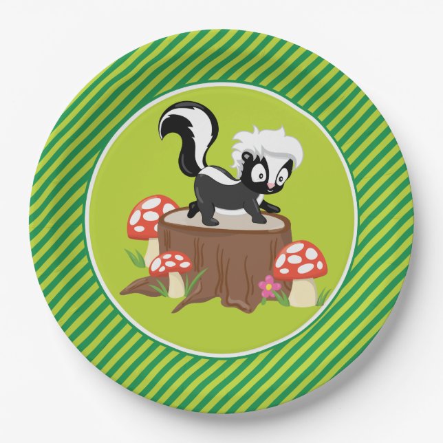 Woodland Animals | Skunk Paper Plates (Front)
