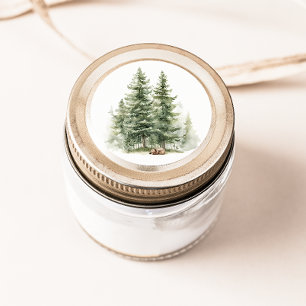 Woodland Animals Sleepy Bear Baby Shower Favor Classic Round Sticker