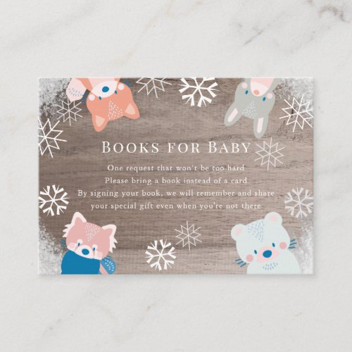 Woodland Animals Snowflake Pink Book Request Enclosure Card