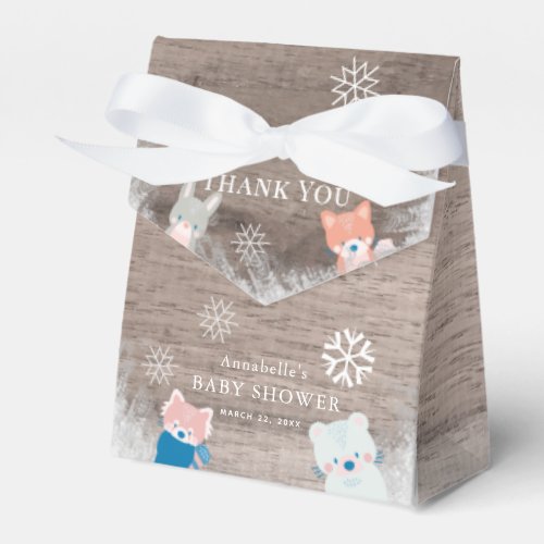 Woodland Animals Snowflakes Rustic Wood Favor Boxes