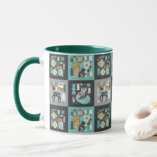 Woodland Animals Snowflakes Scandinavian Christmas Mug