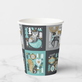 Woodland Animals Snowflakes Scandinavian Christmas