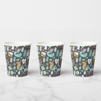 Woodland Animals Snowflakes Scandinavian Christmas