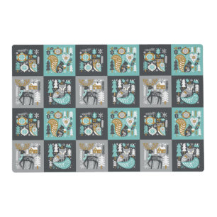 Woodland Animals Snowflakes Scandinavian Christmas Placemat