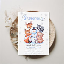 Woodland Animals Snowman Winter Boy Baby Shower Invitation