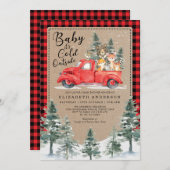 Woodland Animals Snowy Winter Baby Shower Drive By Invitation (Front/Back)