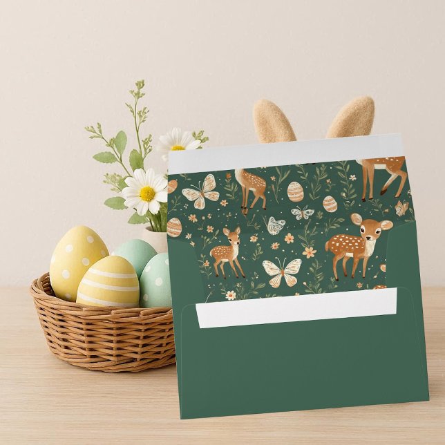 Woodland Animals Spring Forest Fawn Easter Green Envelope (Woodland Animals Spring Forest Fawn Easter Green Envelope)