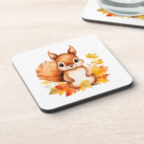 Woodland Animals Squirrel Beverage Coaster