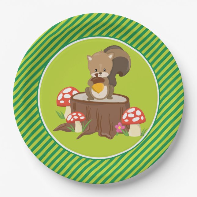 Woodland Animals | Squirrel Paper Plates (Front)