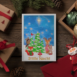 Woodland Animals Stille Nacht Foil Holiday Card