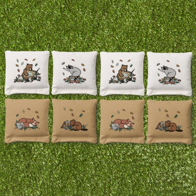 Woodland Animals Storybook Kids Cornhole Bags (Set)