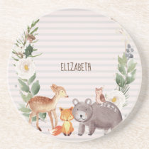 Woodland Animals Stripes    Coaster