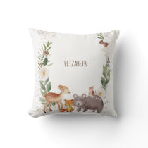 Woodland Animals Stripes Throw Pillow