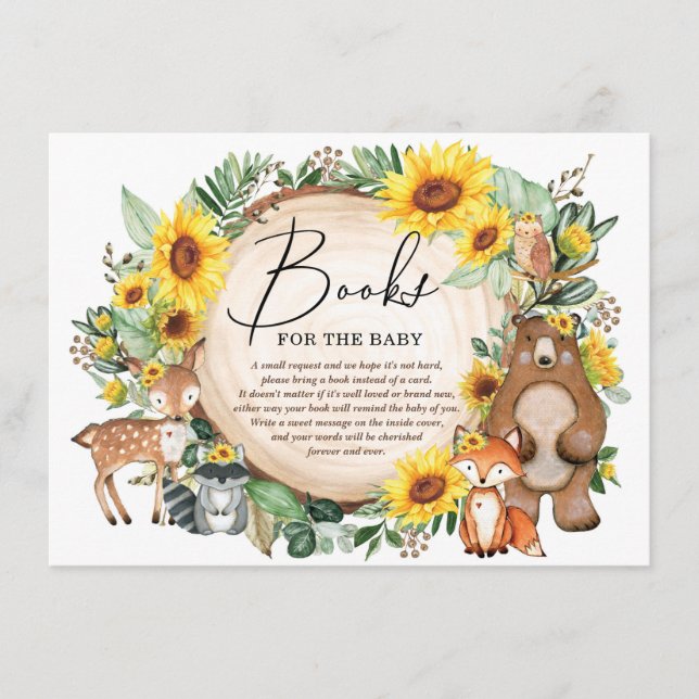 Woodland Animals Sunflower Garden Books for Baby Enclosure Card (Front)