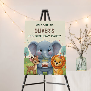 Woodland Animals Sweet 3rd Birthday Welcome Sign