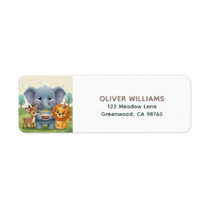 Woodland Animals Sweet Birthday Return Address Label