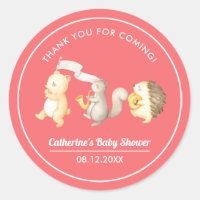 Woodland Animals Thank You Baby Shower Classic Round Sticker