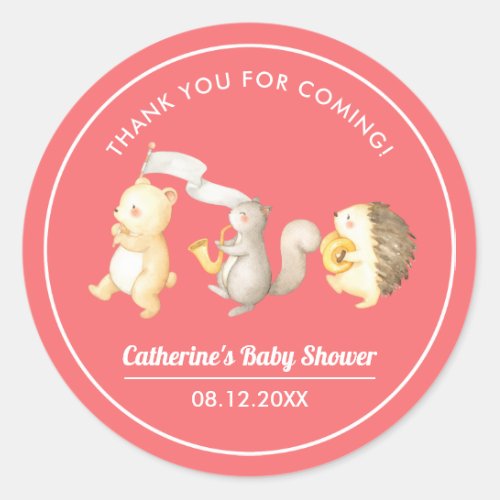 Woodland Animals Thank You Baby Shower Classic Round Sticker