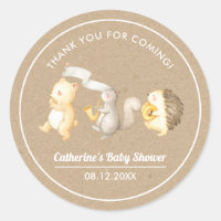 Woodland Animals Thank You Baby Shower Classic Round Sticker