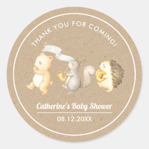 Woodland Animals Thank You Baby Shower Classic Round Sticker