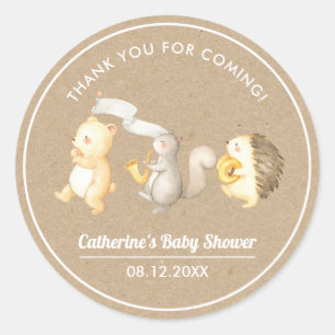 Woodland Animals Thank You Baby Shower Classic Round Sticker