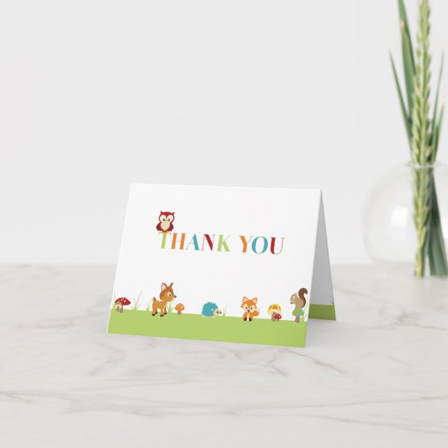Woodland Animals Thank You Card (Front)
