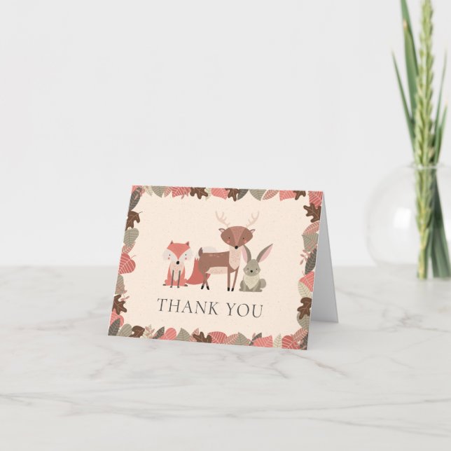 Woodland Animals Thank You Card (Front)