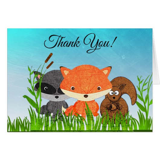 Woodland Animals Thank You Cards (Front Horizontal)