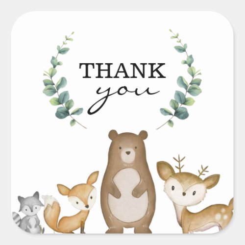 Woodland Animals Thank You Stickers