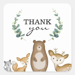 Woodland Animals Thank You Stickers