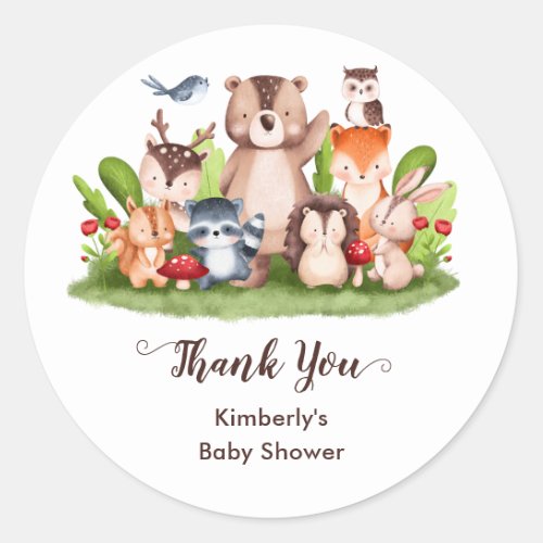 Woodland Animals Thank You Stickers Baby Shower