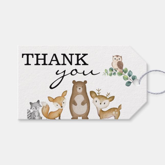 Woodland Animals Thank You Tags (Front (Horizontal))