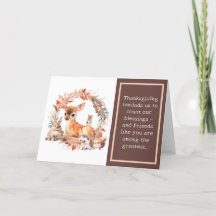 Woodland Animals Thanksgiving Greeting Card