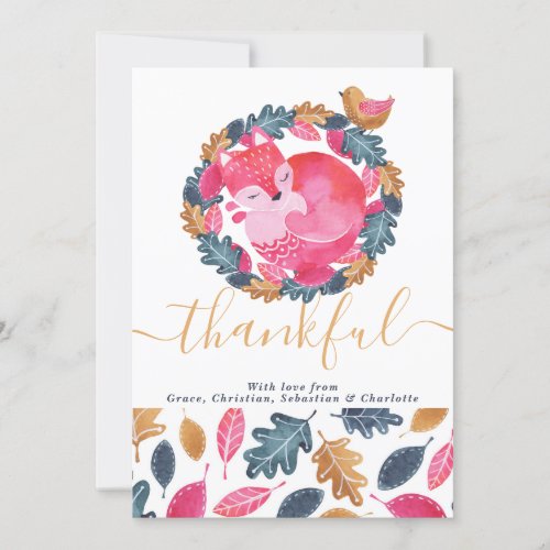 Woodland Animals Thanksgiving Holiday Card