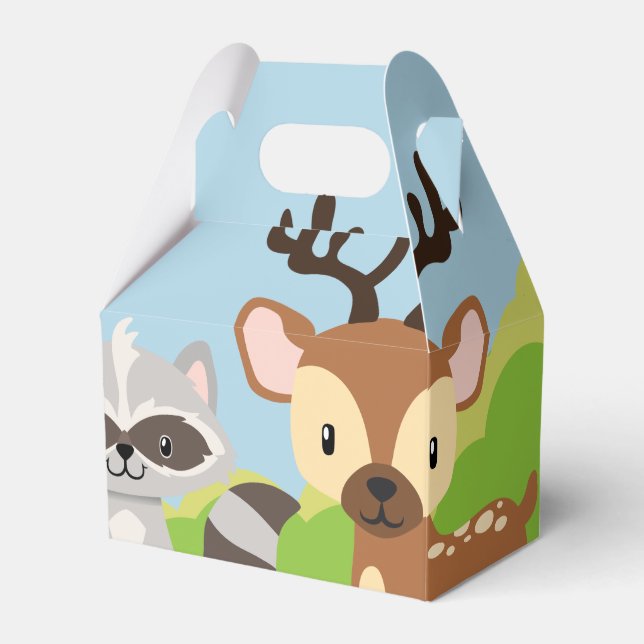 Woodland Animals Theme Party Favor Box (Front Side)