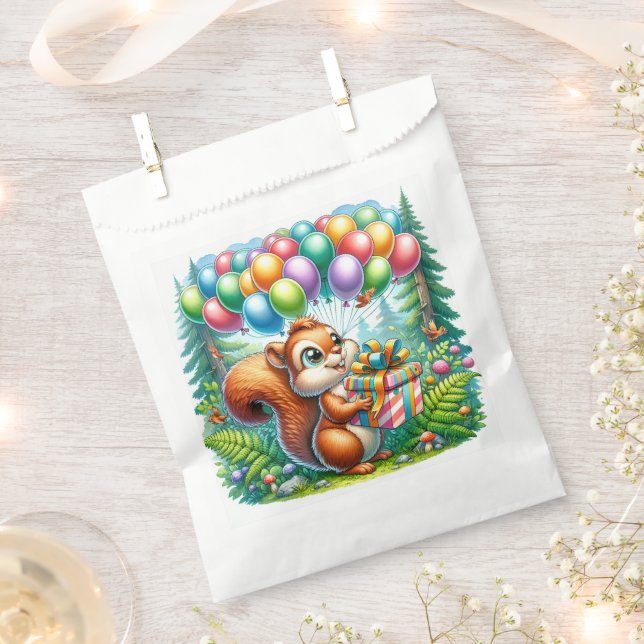 Woodland Animals Themed Birthday Party Favor Bag (Clipped)