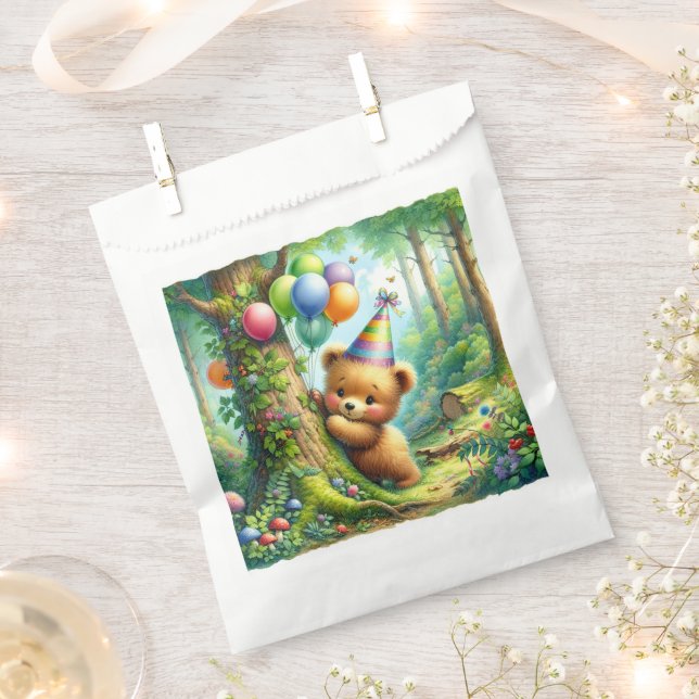 Woodland Animals Themed Birthday Party Favor Bag (Clipped)