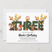 Woodland Animal's Third Birthday Party Invitation (Front)