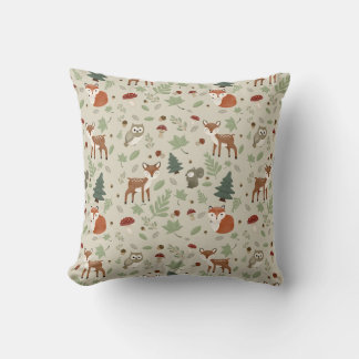 Woodland Animals Throw Pillow