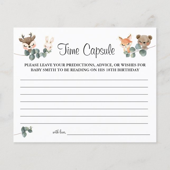 Woodland animals Time capsule advice for baby card Flyer (Front)