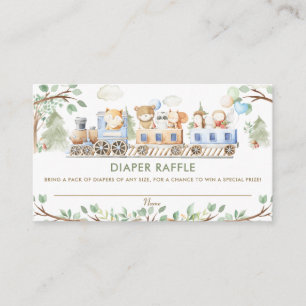Woodland Animals Train Greenery Diaper Raffle Enclosure Card