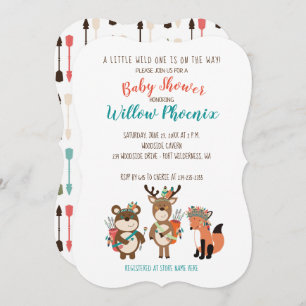 Woodland Animals Tribal Boho Baby Shower Invite