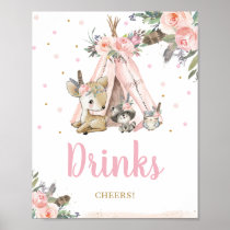 Woodland Animals Tribal Boho Floral Drinks Cheers Poster