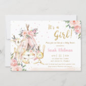 Woodland Animals Tribal It's a Girl Baby Shower Invitation (Front)